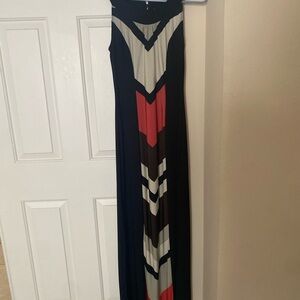 New Directions Black, burnt Orange and Cream full length dress